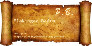 Plakinger Beáta névjegykártya